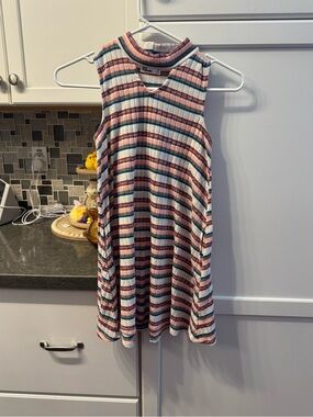 Sunny Stripes Sleeveless Knit Dress - Pink & Blue